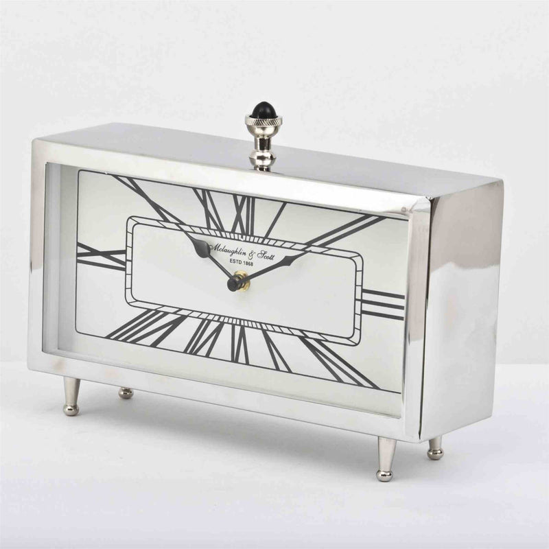 Burand Nickel Rectangular Table Clock