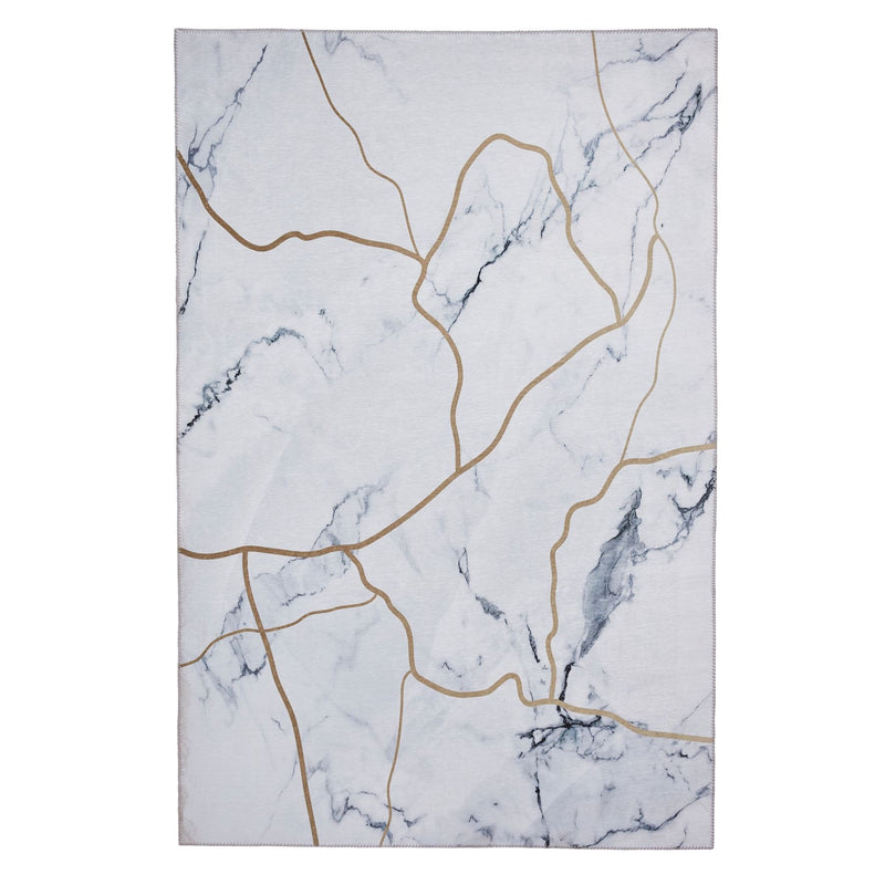 Force K7281 Abstract Marble Rugs in Ivory Gold