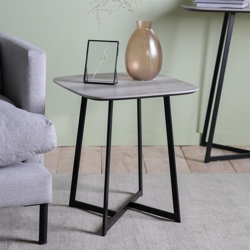 Fisker Oak Effect Side Table with Black Legs