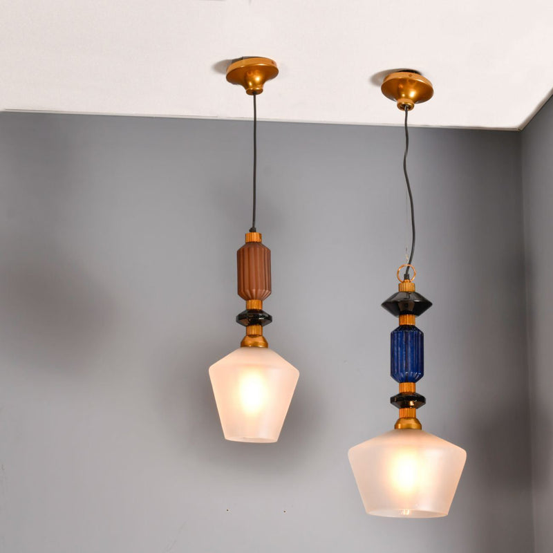 Amal Ink Blue and Frosted Glass Pendant Light