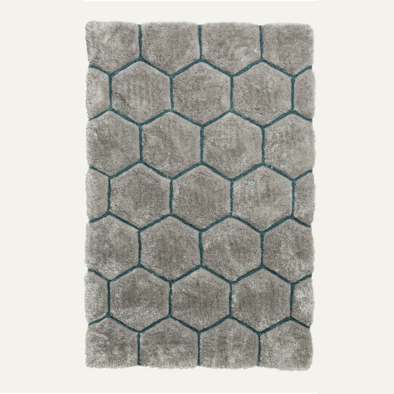 Noble House Honeycomb Geometric Rugs NH30782 in Grey Blue