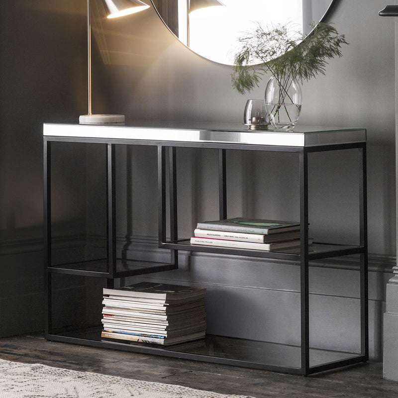Poppy Black Console Table with Shelf