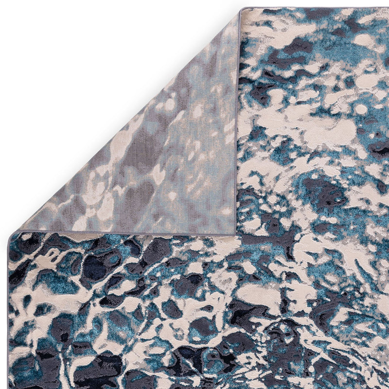 Aurora Foam AU21 Abstract Marble Rugs in Blue