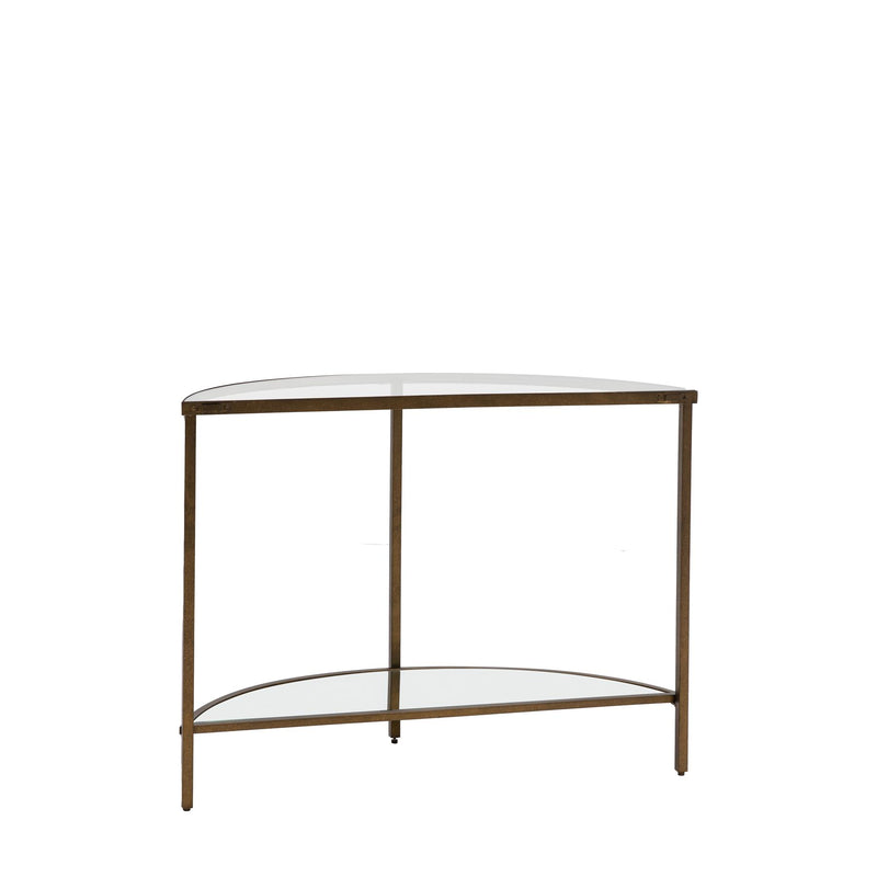 Austin Glass Console Table with Bronze Metal Legs