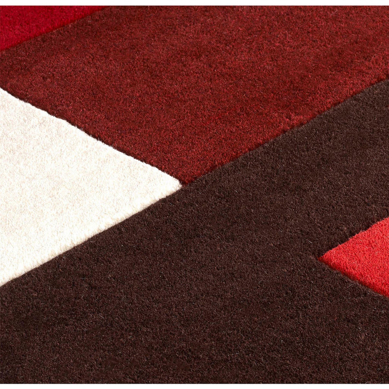 Modern Geometric Lexus Wool Rugs in Red