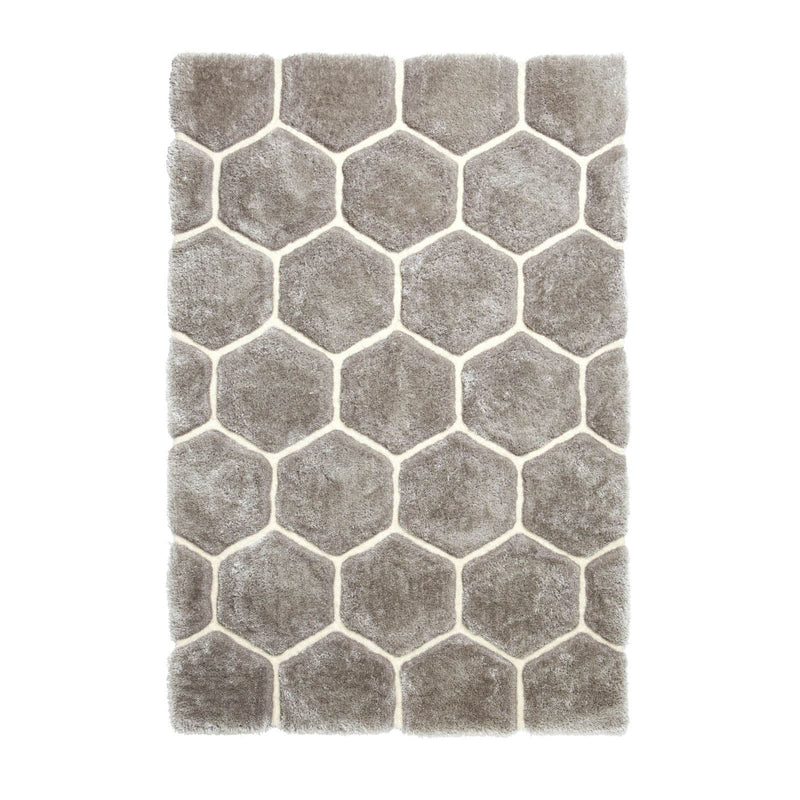 Noble House Honeycomb Geometric Rugs NH30782 in Grey and White