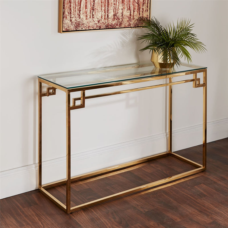 Apollo Gold plated Glass Console Table