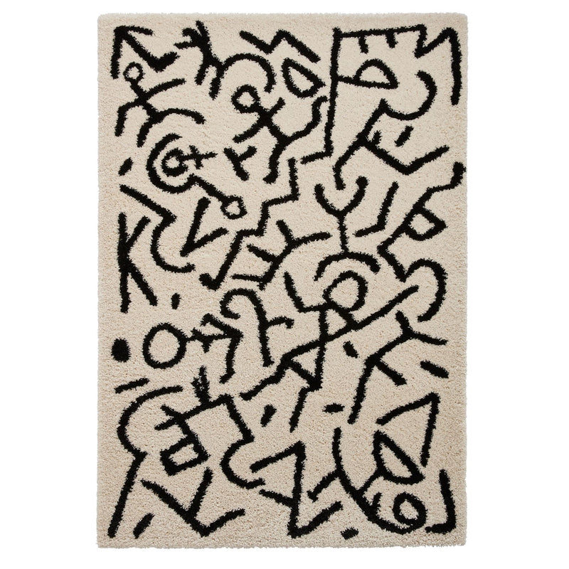 Royal Nomadic A637 Abstract Rugs in White Black