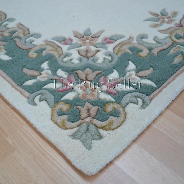 Royal Aubusson Traditional Wool rugs in Green Cream