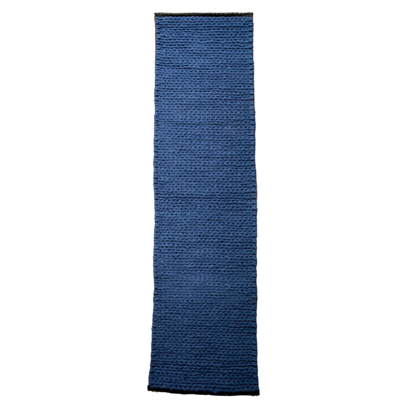 Anise Chunky Knit Wool Runner Rugs in Navy Blue