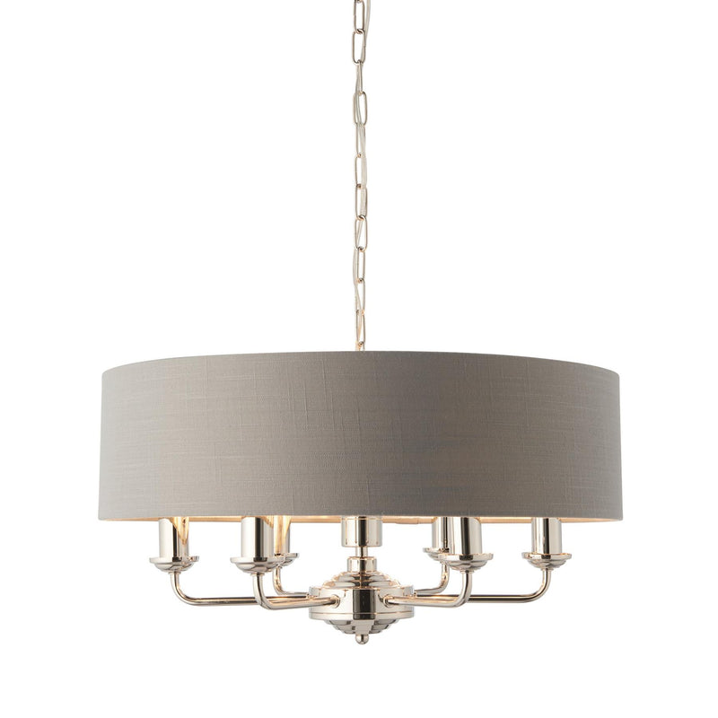Halliday Bright Nickel 6 Pendant Light with Charcoal Grey Shade