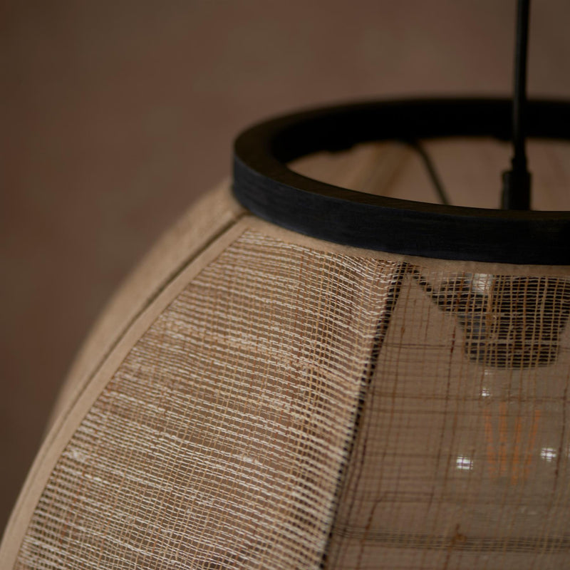 Wren Handmade Bamboo and Natural Linen Round Pendant Ceiling Light