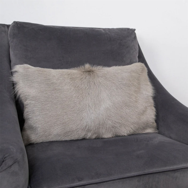 Florie Goatskin Bolster Cushion in Light Grey