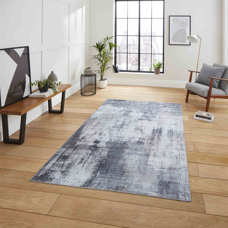 Rio G5536 Modern Distressed Abstract Rug in Grey