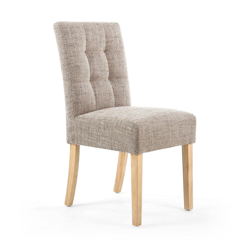 Juniper Stitched Waffle Back Tweed Oatmeal Dining Chair with Natural Legs set of 2