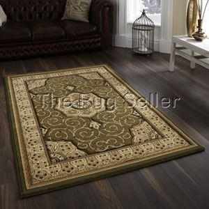 Elegant Soft Cut Pile Superb Quality Carpet Heritage 4400 Traditional Rugs Green