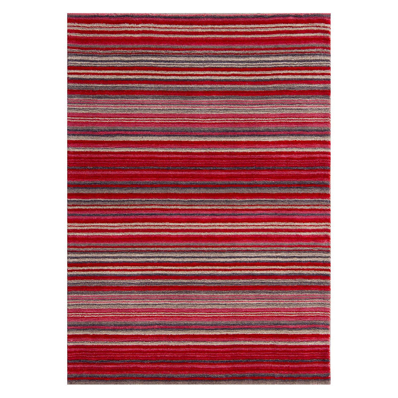 Carter Modern Stripe Wool Rugs in Red