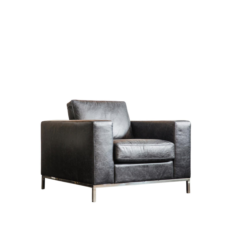 Naples Black Leather Armchair