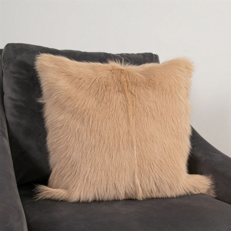 Florie Plain Goatskin Cushion in Cream