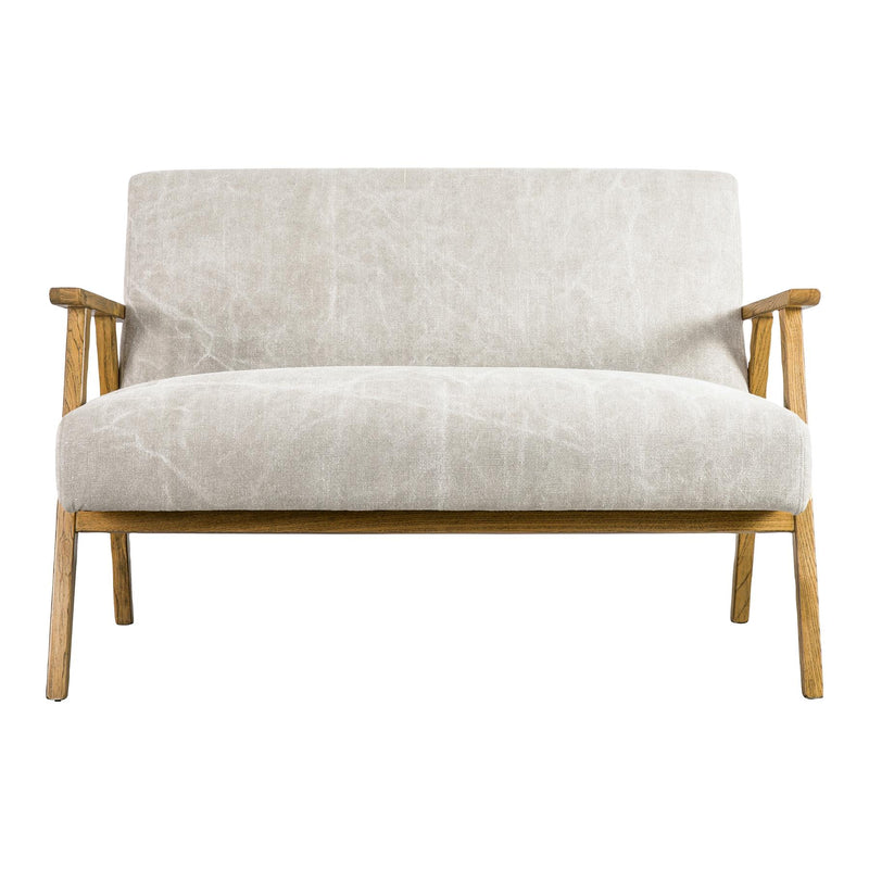 Ava Natural Linen 2 Seater Sofa with Wood Arms