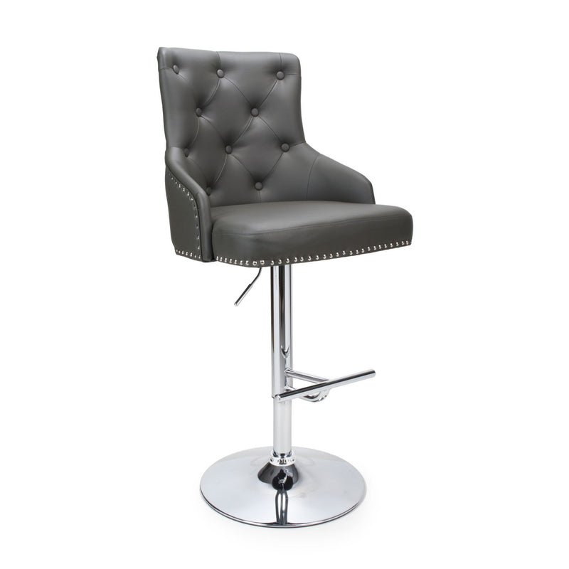 Rive Leather Effect Graphite Grey Bar Stool