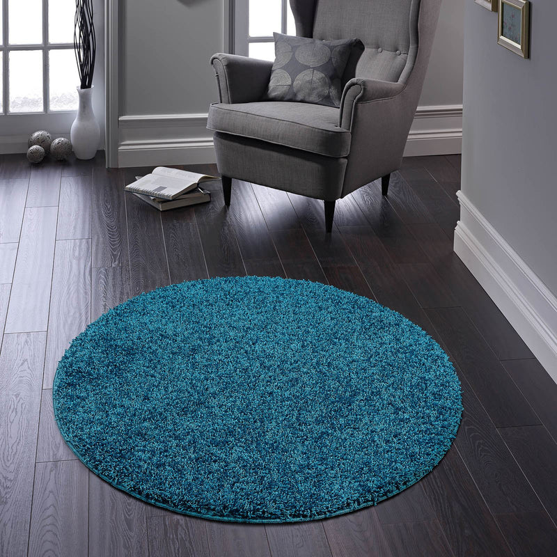 Buddy Washable Round Circle Rugs in Teal