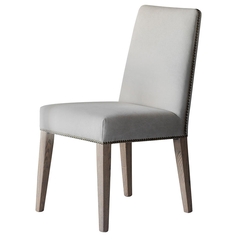Renne Natural Cement Linen Dining Chair with Ash Wood Legs Set of 2