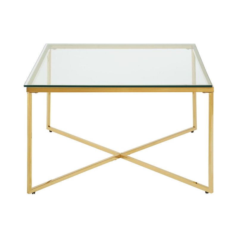 Gold Finish Cross Base End Table