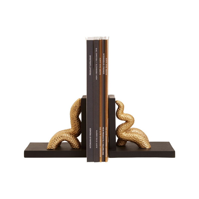 Gold Snake Bookends