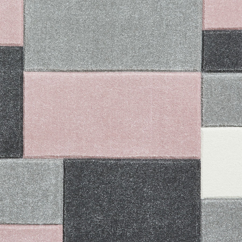 Matrix MT61 Modern Geometric Rugs in Grey Rose Pink