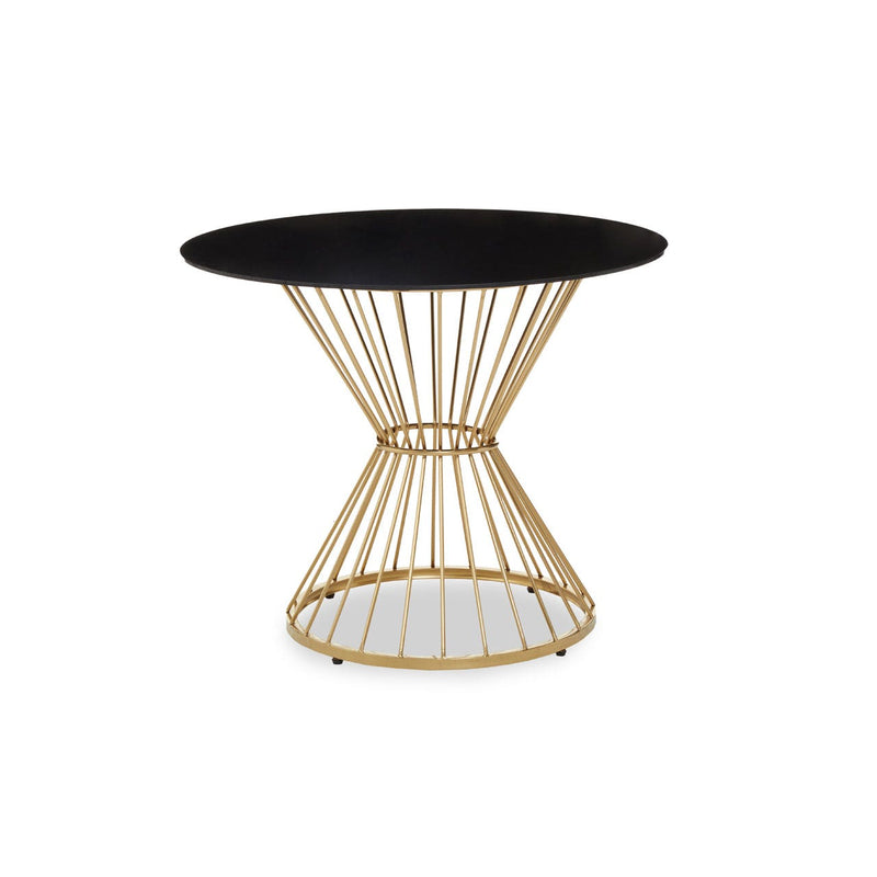 Black Glass Top Round Side Table