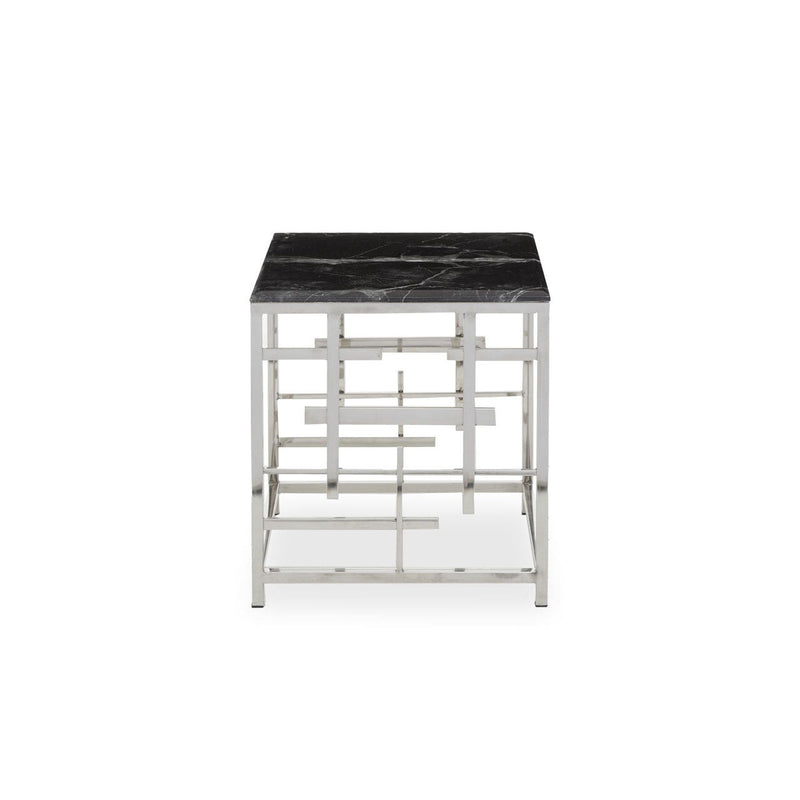 Labyrinth Black Marble Side Table