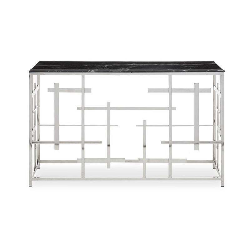 Labyrinth Black Marble Console Table