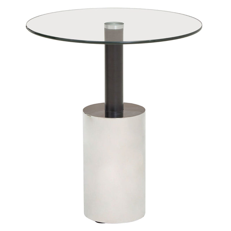 Glass End Table With Silver Base