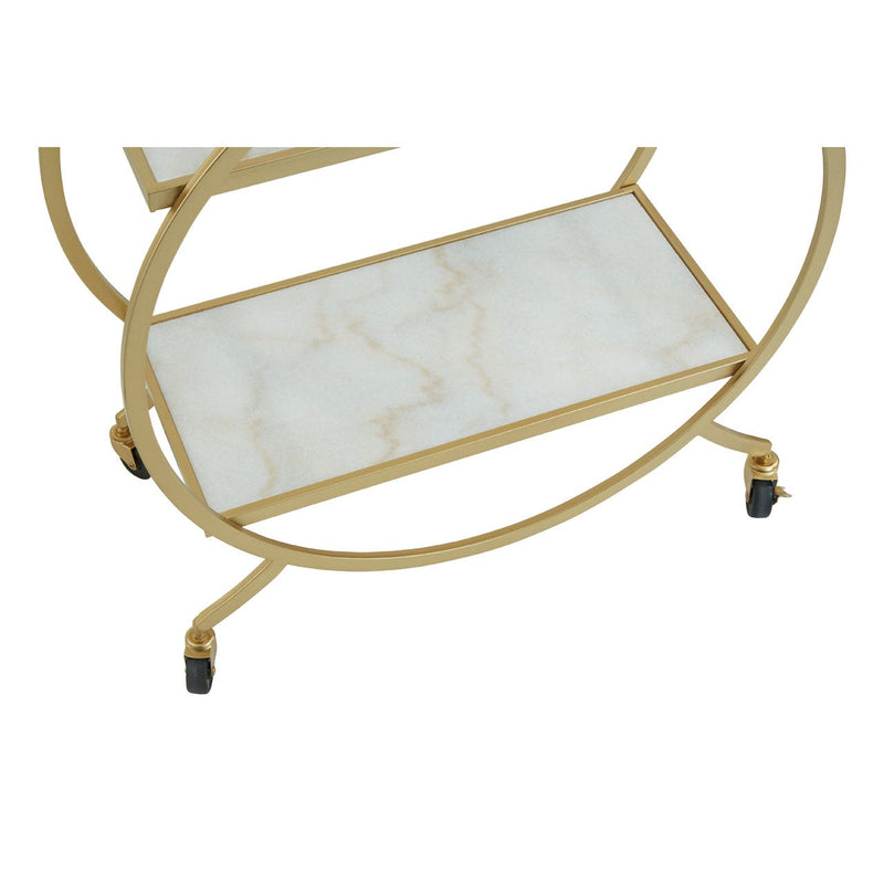 White Marble And Gold 2 Tier Trolley