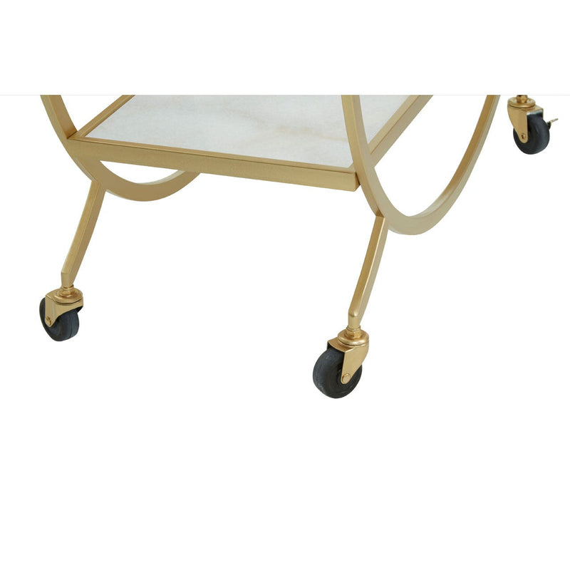 White Marble And Gold 2 Tier Trolley