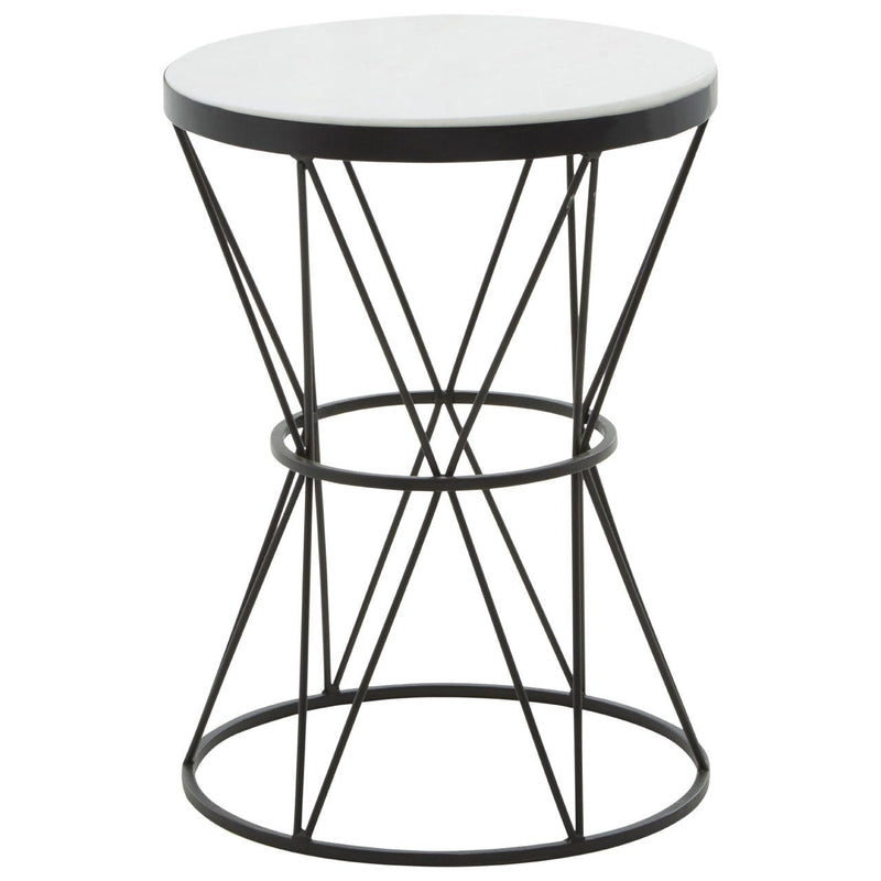 Round White Marble Top Side Table