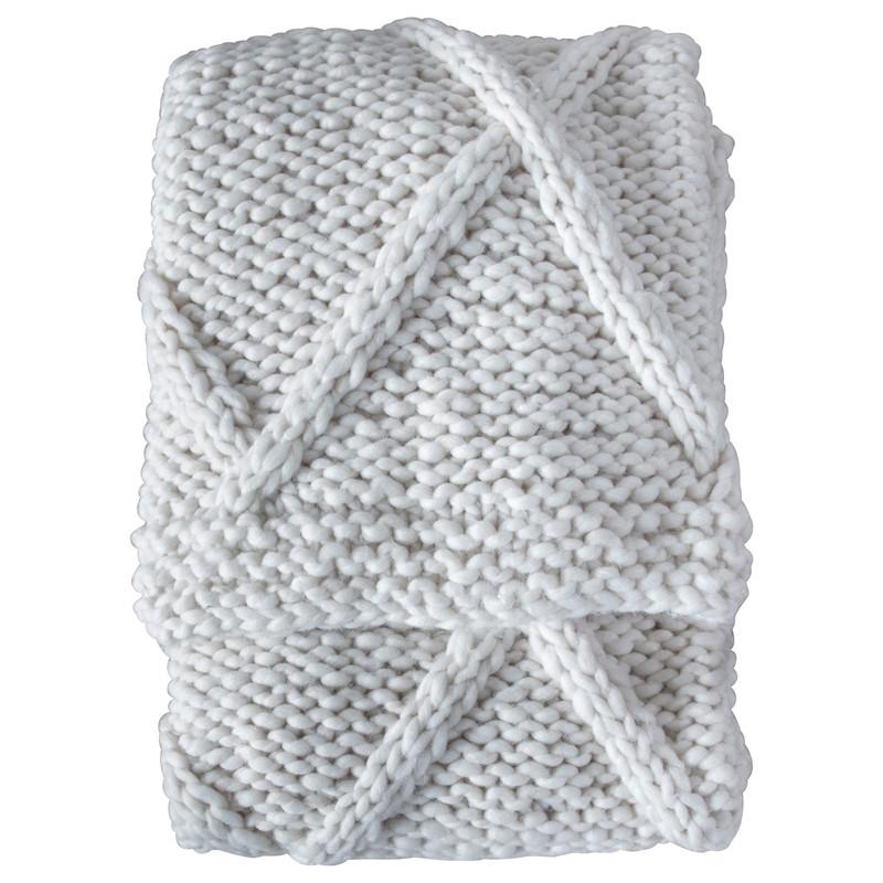 Cable Knit Diamond Kilburn & Scott Throw in Cream
