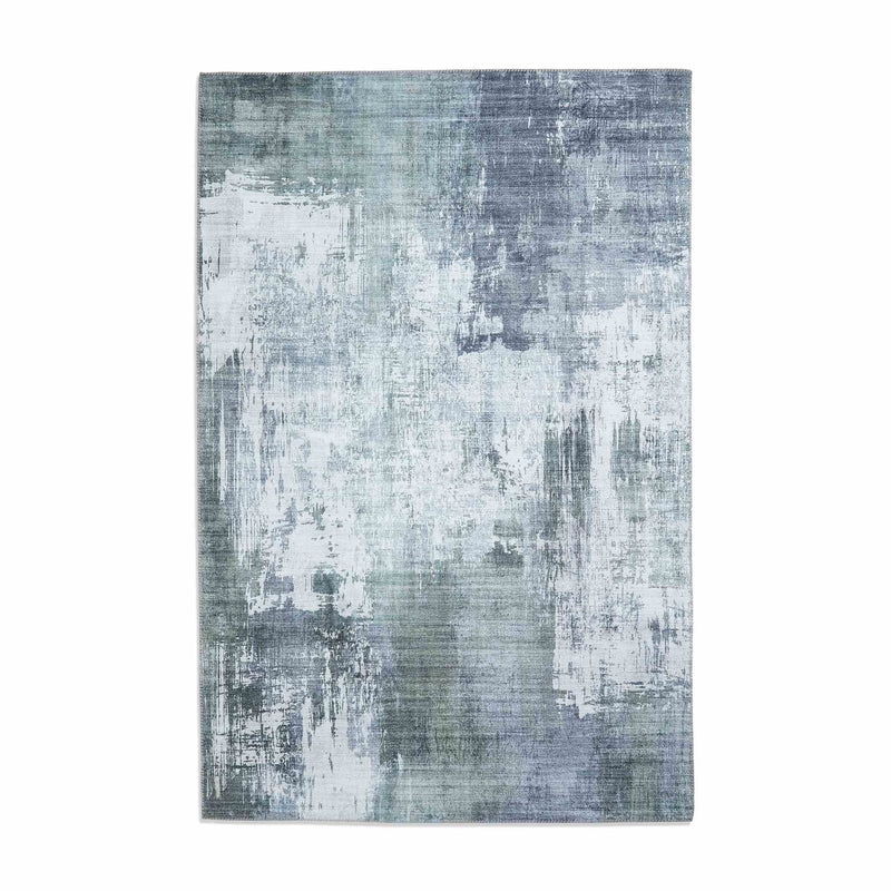 Rio G5536 Modern Distressed Abstract Rug in Grey Green