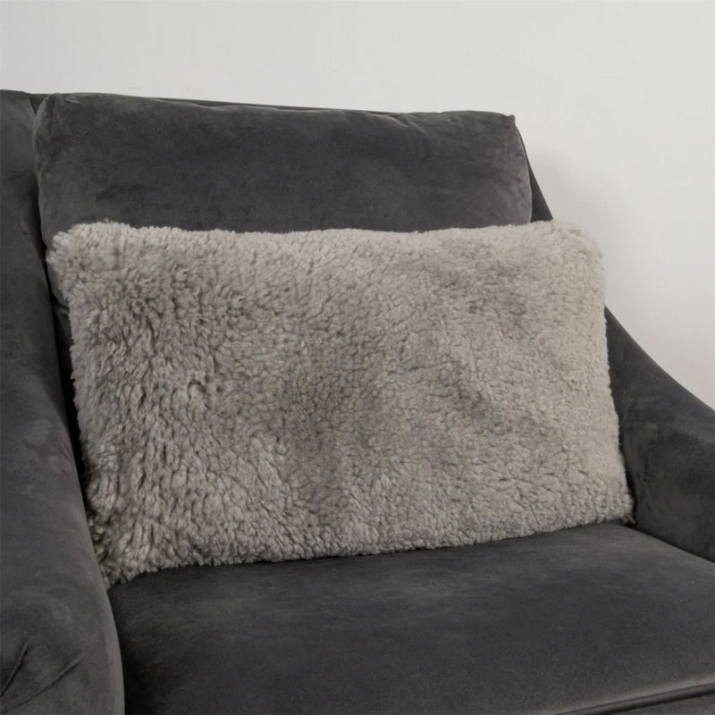 Talia Bolster Sheepskin Cushion in Grey