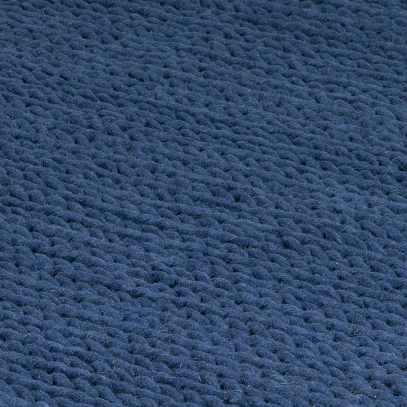 Anise Chunky Knit Wool Rugs in Navy Blue
