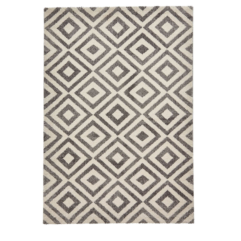 Elegant Geometric Pattern Rugs 4893 in Grey and White