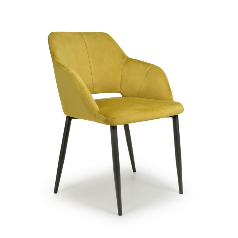 Nora Brushed Velvet Lime Gold Dining Chair set of 2