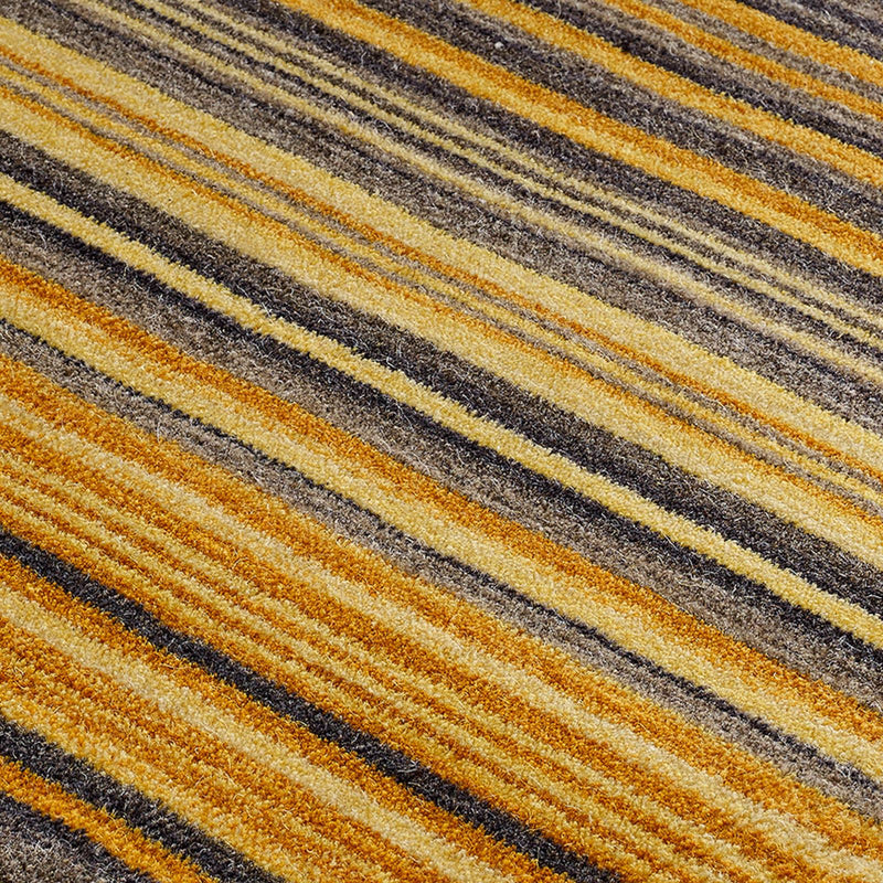 Carter Modern Stripe Wool Rugs in Ochre Yellow