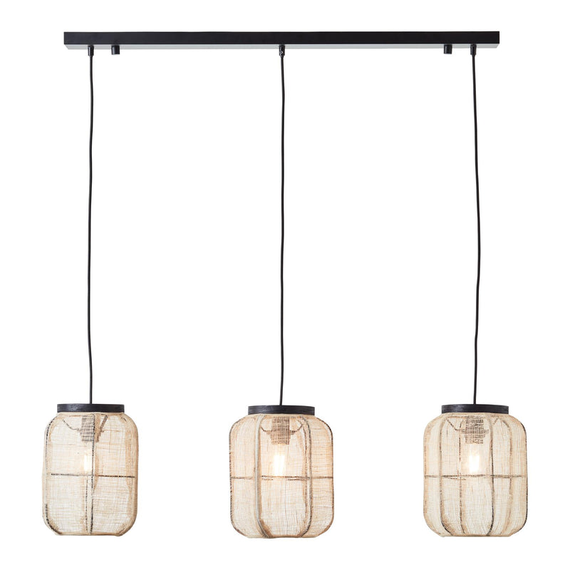 Wren Handmade Bamboo and Natural Linen 3 Pendant Ceiling Light