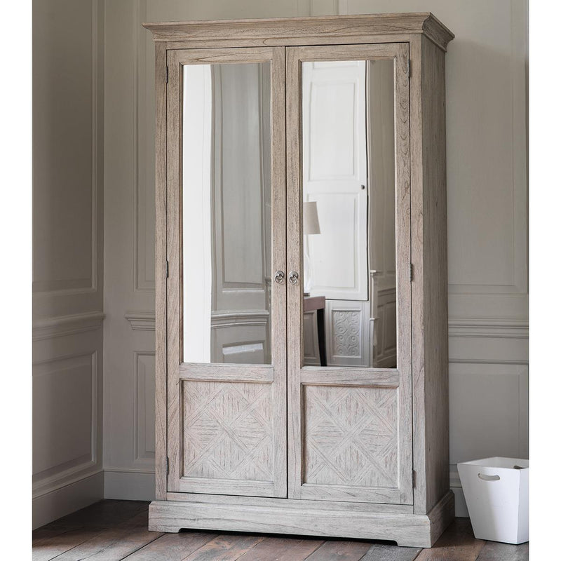 Bryndle 2 Mirror Door Wood Wardrobe Cabinet
