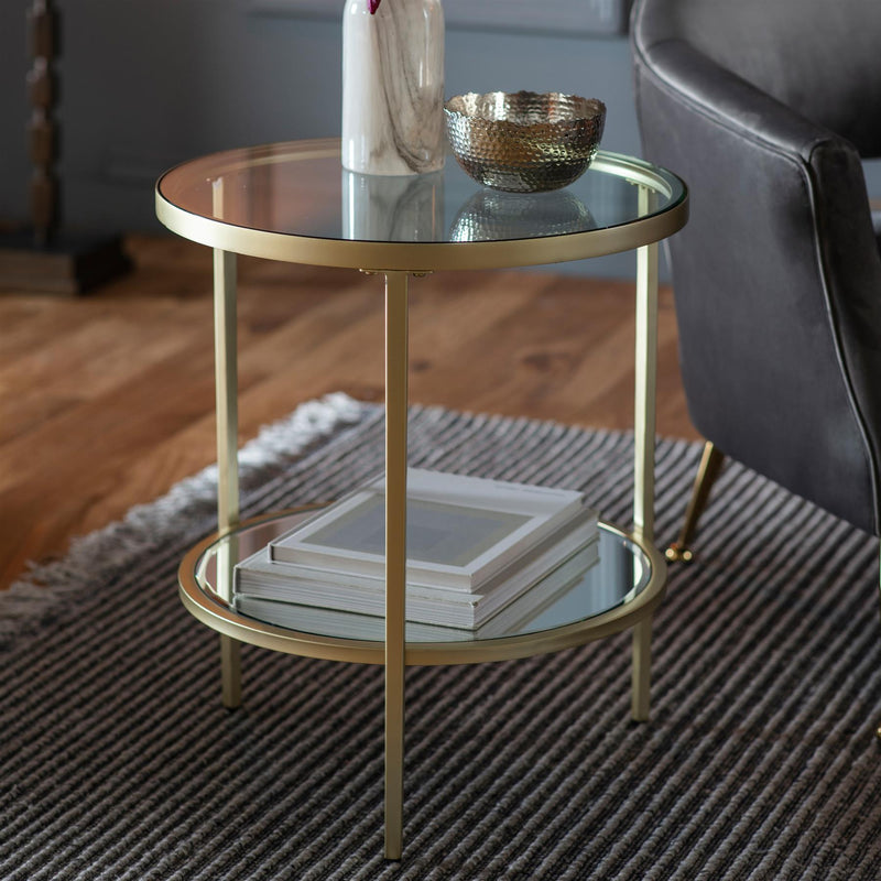 Austin Glass Side Table in Champagne Gold