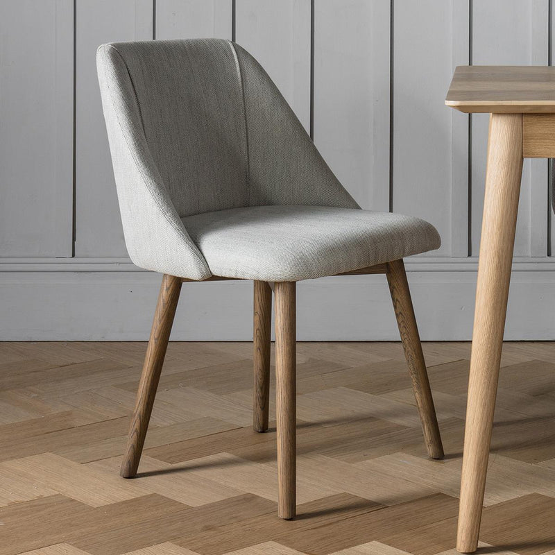 Ellis Neutral Linen Dining Chair with Ash Wood Legs set of 2