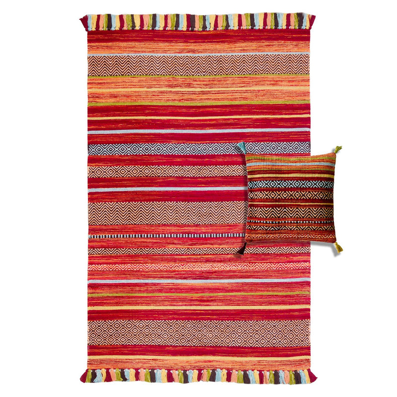 Kelim Twin Pack Cushion Covers in Stripe Red