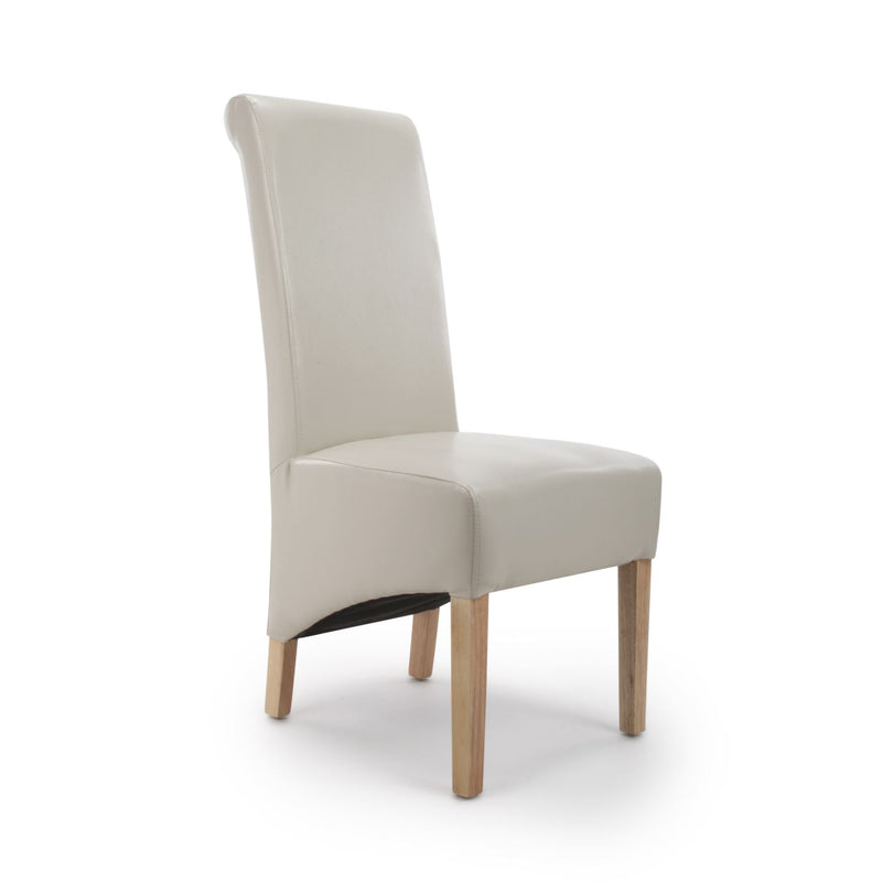 Juliette Roll Back Bonded Leather Ivory Dining Chair set of 2